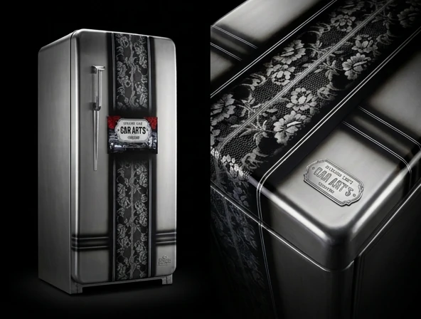 Frigo vintage up-cyclé pièce déco custom Car Art's