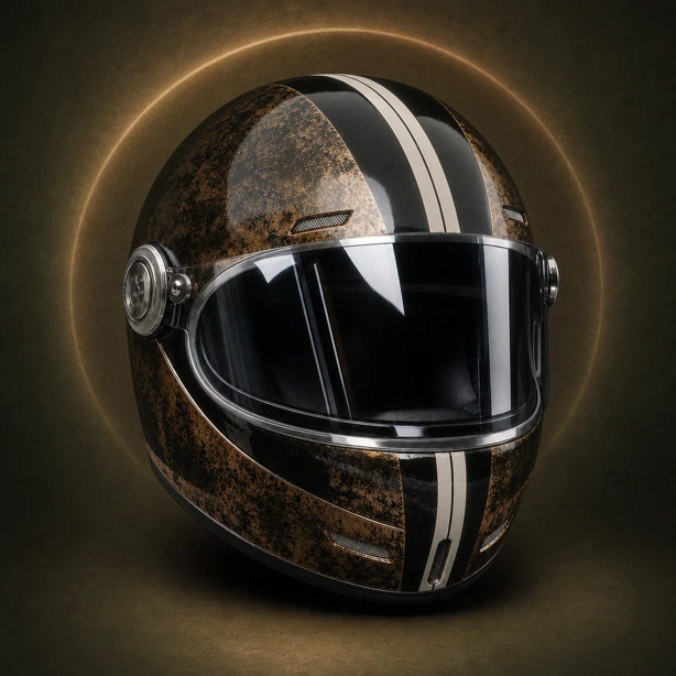Casque custom moto déco sur-mesure illustrations bronze — Car Art's, Nouvelle-Aquitaine