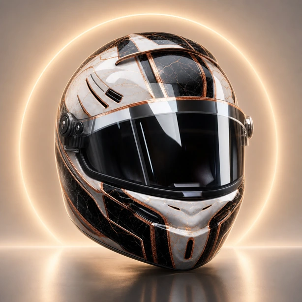 Casque de course peinture custom marbre veiné cuivre — Car Art's, Pont-du-Casse