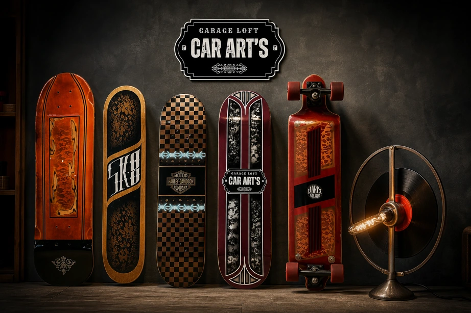 Créations originales — skate, lampe et objets custom personnalisés up-cycling par Car Art's