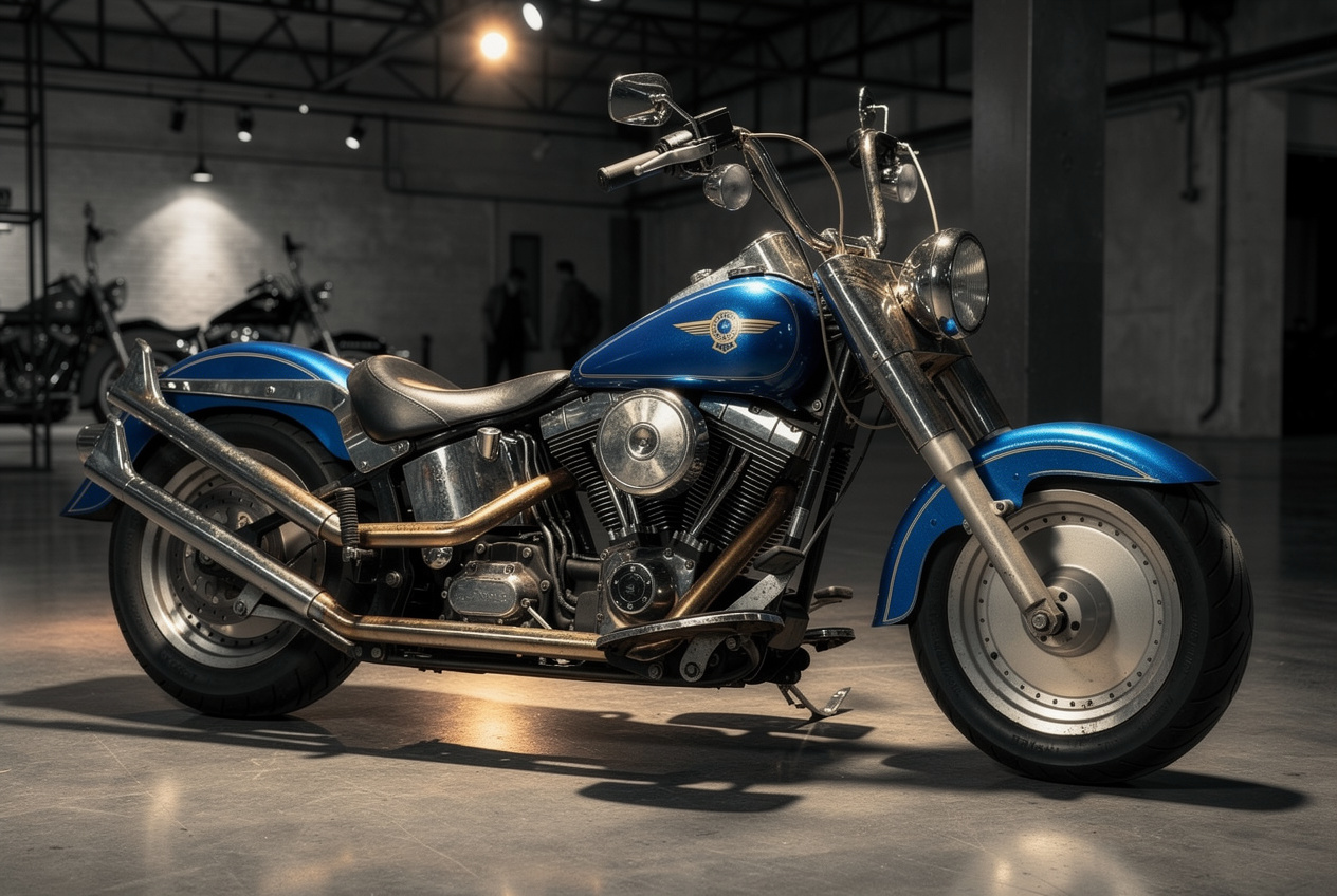Harley-Davidson custom peinture bleu perlé sur-mesure par Car Art's, Lot-et-Garonne